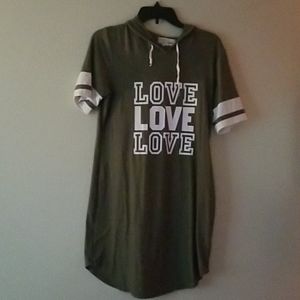Olive green hoodie dress